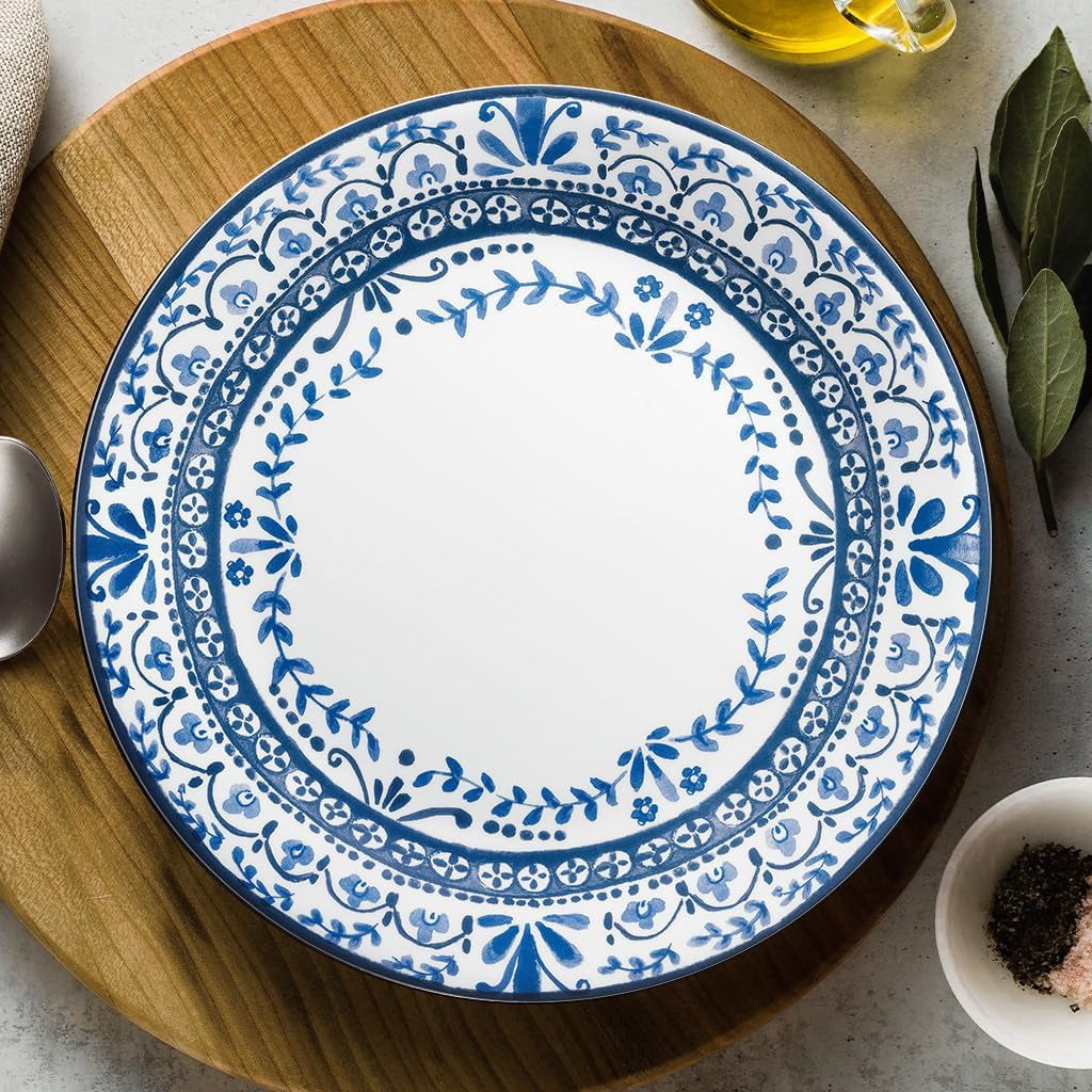 Vitrelle Glass Dinnerware Set, Chip & Crack Resistant Triple Layer Glass, 12-PC Dinnerware Set, Portofino