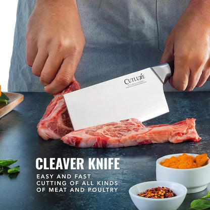 Cleaver Knife - 7" Meat Cleaver, Butcher Knife for Meat Cutting – German Steel Blade, Full Tang, Ergonomic Handle Design – Artisan Series