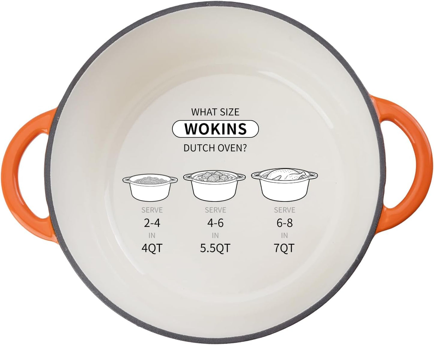 5.5QT Enameled Cast Iron Dutch Oven Pot with Lid,Heavy-Duty Cookware for Sourdough Bread Baking,Braising,Stews,Roasting,Oven Safe up to 500°F,Orange