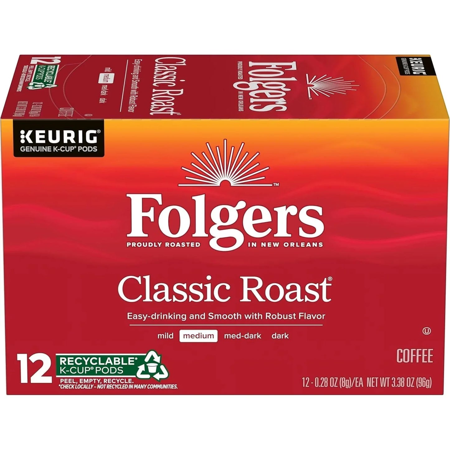 Classic Roast, Medium Roast Coffee, Keurig K-Cup Pods, 12 Count Boxes (Pack of 6)