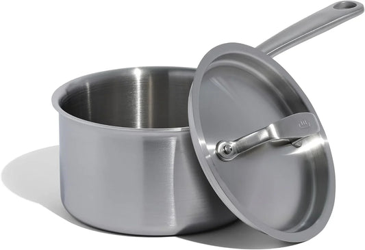 Cookware - 2 Quart Saucepan with Lid - Stainless Clad 5 Ply Construction - Induction Compatible - Professional Cookware -  Italy