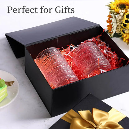 Hobnail Drinking Glasses Set of 12, 12 Oz Highball Glasses & 10 Oz Cocktail Glasses, Clear Embossed Boho Glass Cups Kitchen Bar Tumbler Glassware Set for Whiskey, Beer, Juice, Milk