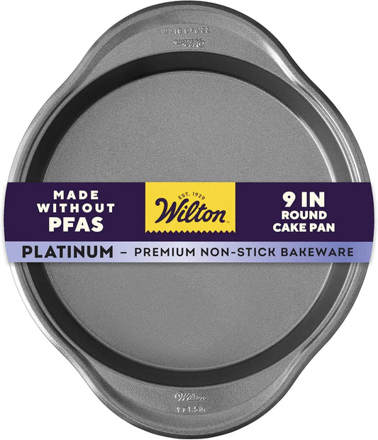 Platinum Non-Stick round Cake Pan - Baking Pan for Stacked & Layered Cakes - Non-Stick Steel - Dishwasher Safe & Even Heat Distribution - 9 X 1.5 Inch