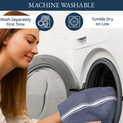 Kitchen Towel Set, 6 Pack 100% Cotton Hand Towels for Kitchen, Dish Towels for Drying Dishes, Lint Free, 14"X25", Good for Cleaning Windows, Ceramic Surface, Glass Stovetops - Blue Chambray