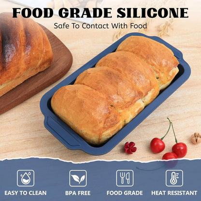 Bread Pan for Homemade Bread：9.5 X 5 Inch Silicone Loaf Pan for Baking with Metal Frame - Nonstick Banana Loaf Tin Tray for Sandwich Sourdough Pumpkin Sour Dough - for Oven Kitchen Home Bakers