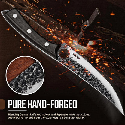 Viking Boning Knife 6 Inch, Japanese Boning Knives for Meat Cutting, Full Tang Fillet Knife with Sheath, Brisket Trimming Knives for BBQ, Camping, Christmas Gift for Men and Women
