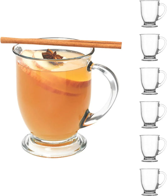 Café Glass Coffee Mugs, 16 Oz, Set of 6