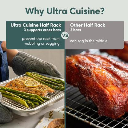 Oven-Safe, Dishwasher-Safe 100% Stainless Steel Cooling & Baking Rack Set - Tight-Wire Bake for Oven Cooking - Heavy Duty - 8.5X12 - Set of 2 - Small Quarter Sheet Pan Cooling Racks