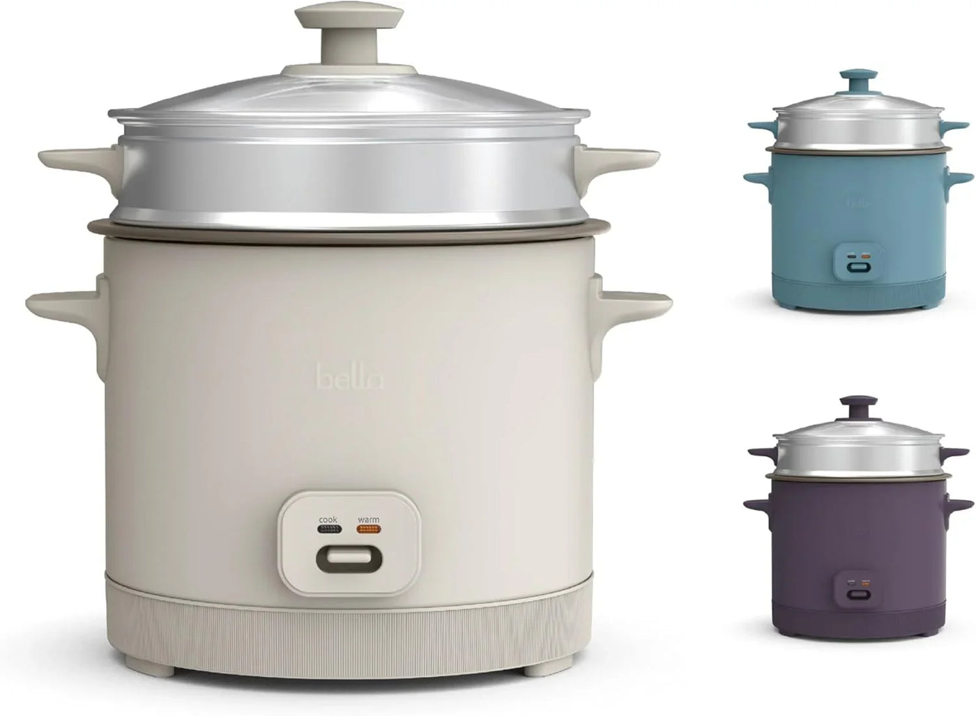 16 Cup Rice Cooker with Steamer, Dishwasher Safe Steaming Basket, Rice Paddle and Measuring Cup, Removable Nonstick Cooking Bowl, Automatic Keep Warm Function​, 400 Watt, Oatmilk