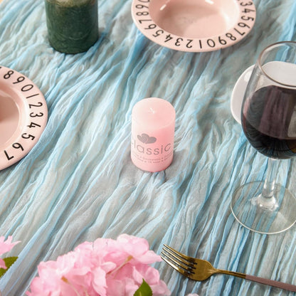 10 Pack Baby Blue Spring Table Runner Boho Cheesecloth Table Runners Bulk 10 Ft Gauze Sheer Mother'S Day Table Centerpieces for Wedding Ceremony Anniversary Bridal Baby Shower Banquet