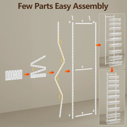 9 Tier over the Door Pantry Organizer, 2 in 1 Wall Mount or Hanging Spice Rack with Adjustable Basket, Seasoning Organizer and Storage for Kitchen Cabinet Closet Bathroom