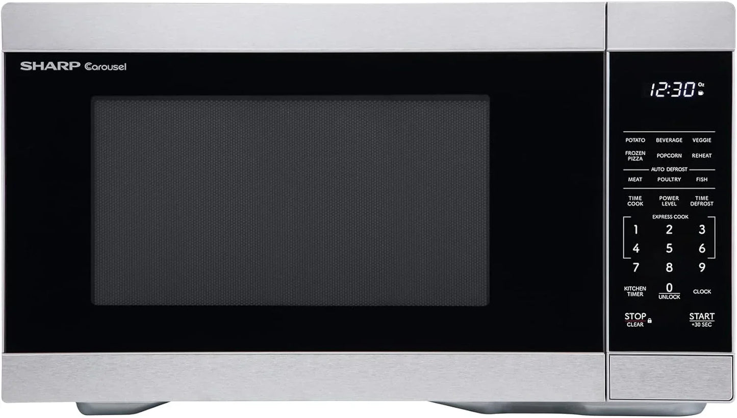 Countertop Microwave Oven with Removable 12.4" Carousel Turntable, 1000 Watt, 1.1 Cubic Feet, Stainless Steel