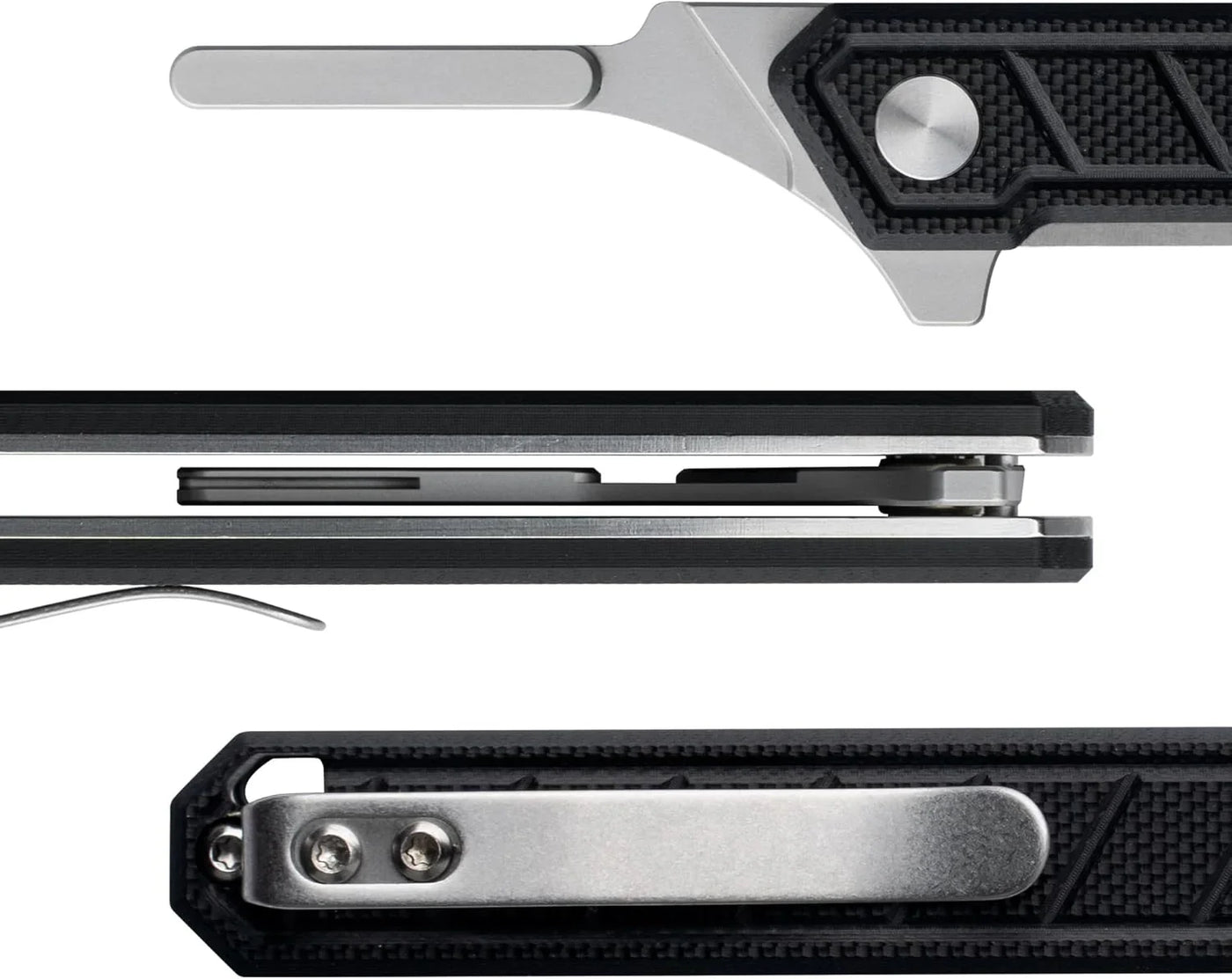 G046 Mecha Mini Slim Folding Scalpel with 5Pcs #24 and 5Pcs #60 G11 Handle with Liner Lock, Utility EDC Pocket Knife with Back Clip（Black）