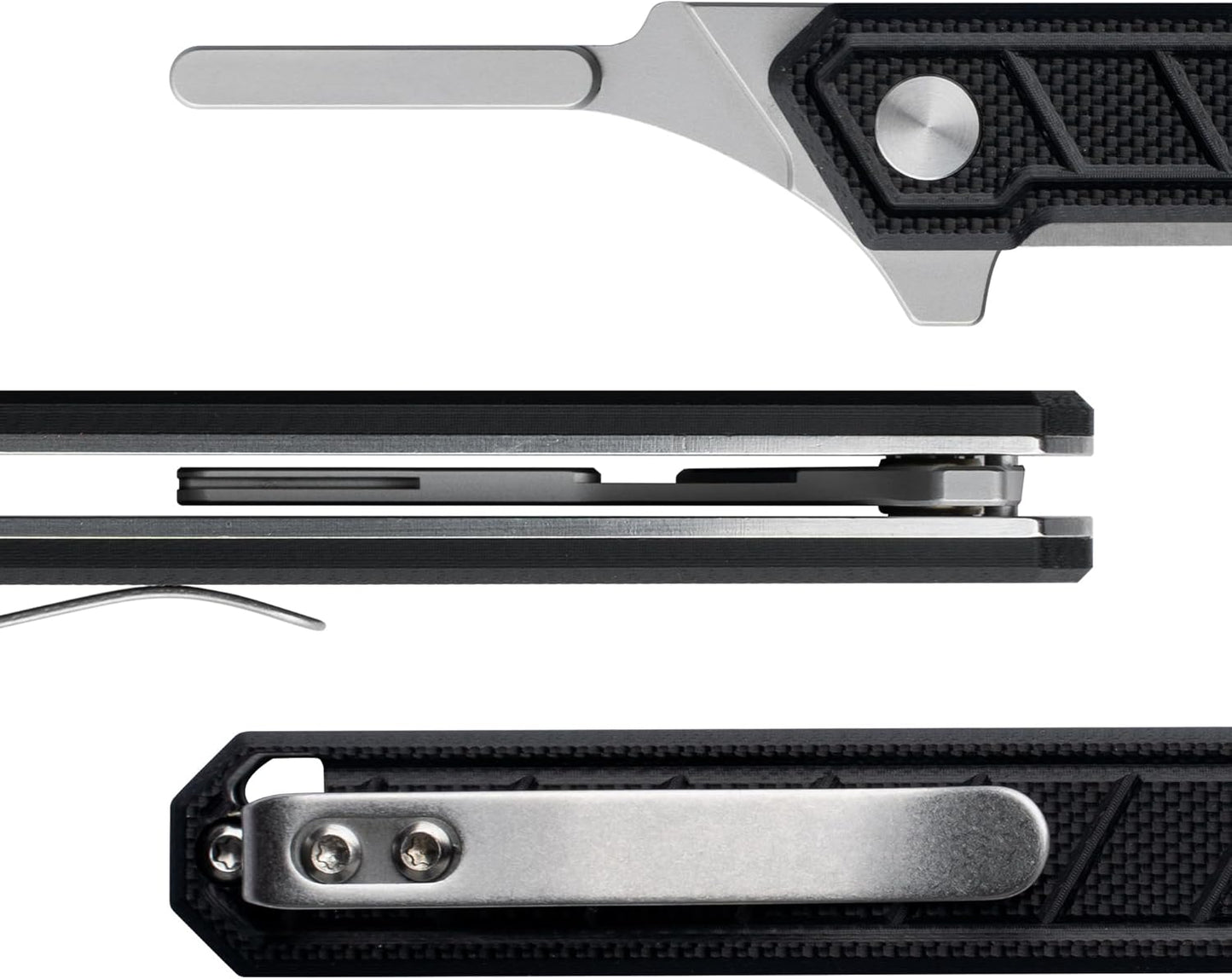 G046 Mecha Mini Slim Folding Scalpel with 5Pcs #24 and 5Pcs #60 G11 Handle with Liner Lock, Utility EDC Pocket Knife with Back Clip（Black）