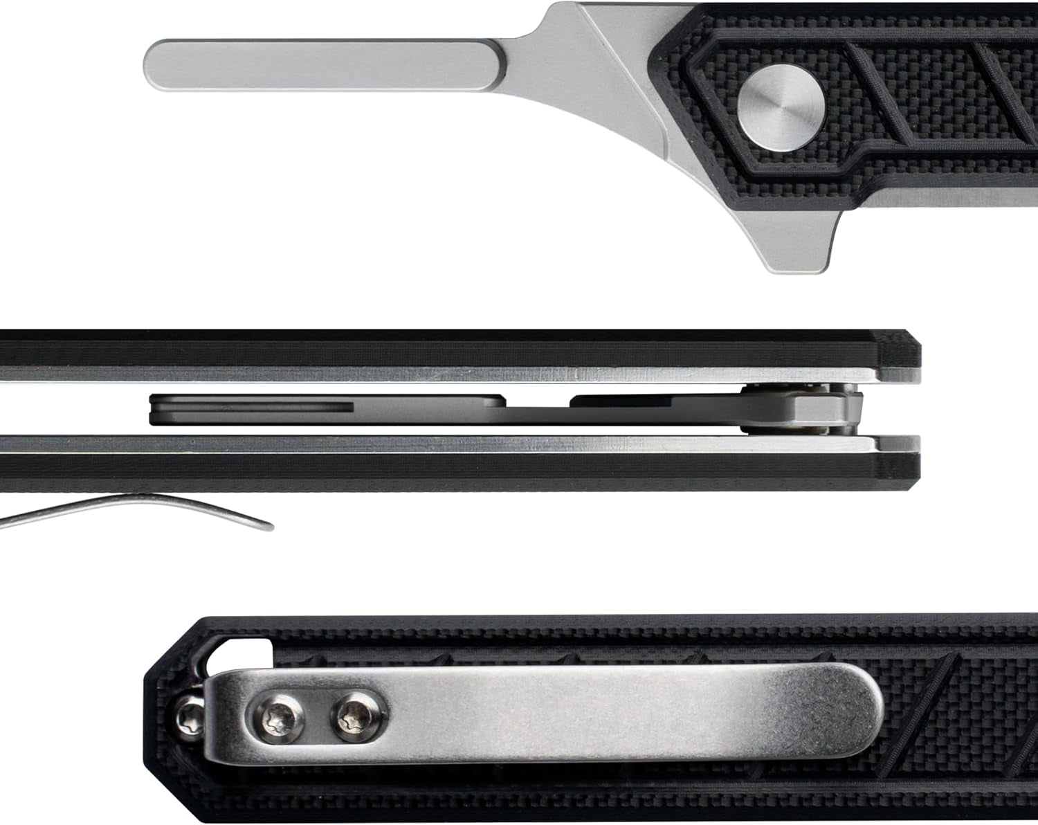 G046 Mecha Mini Slim Folding Scalpel with 5Pcs #24 and 5Pcs #60 G11 Handle with Liner Lock, Utility EDC Pocket Knife with Back Clip（Black）