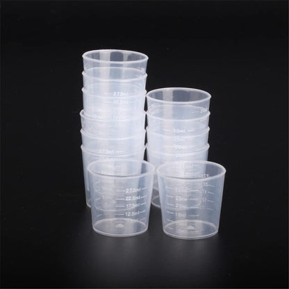 10Pcs 30Ml Plastic Liquid Measuring Cups Transparent Clear Plastic Graduated Kitchen Cooking Medicine Measure Tool