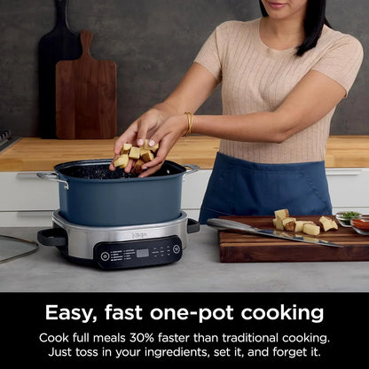 MC1101 Foodi Everyday Possible Cooker Pro, 8-In-1 Versatility, One-Pot Faster Cooking Replaces 10 Tools, Family-Sized Capacity with Adjustable Temp Control, 6.5 Quarts, Midnight Blue