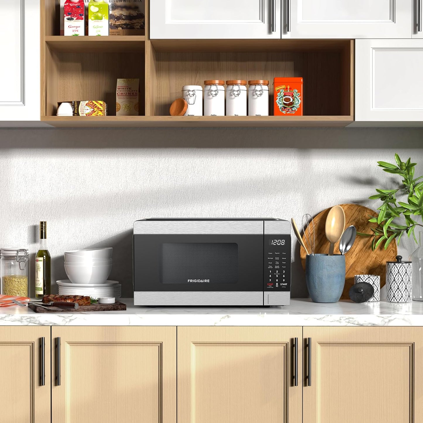 0.9 CU. FT. Microwave, Digital Control Panel - Auto Cooking Settings - Child Safety Lock - Stainless Steel