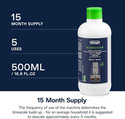 Ecodecalk Descaler, Universal Descaling Solution for Coffee & Espresso Machines, 16.90 Oz (5 Uses)