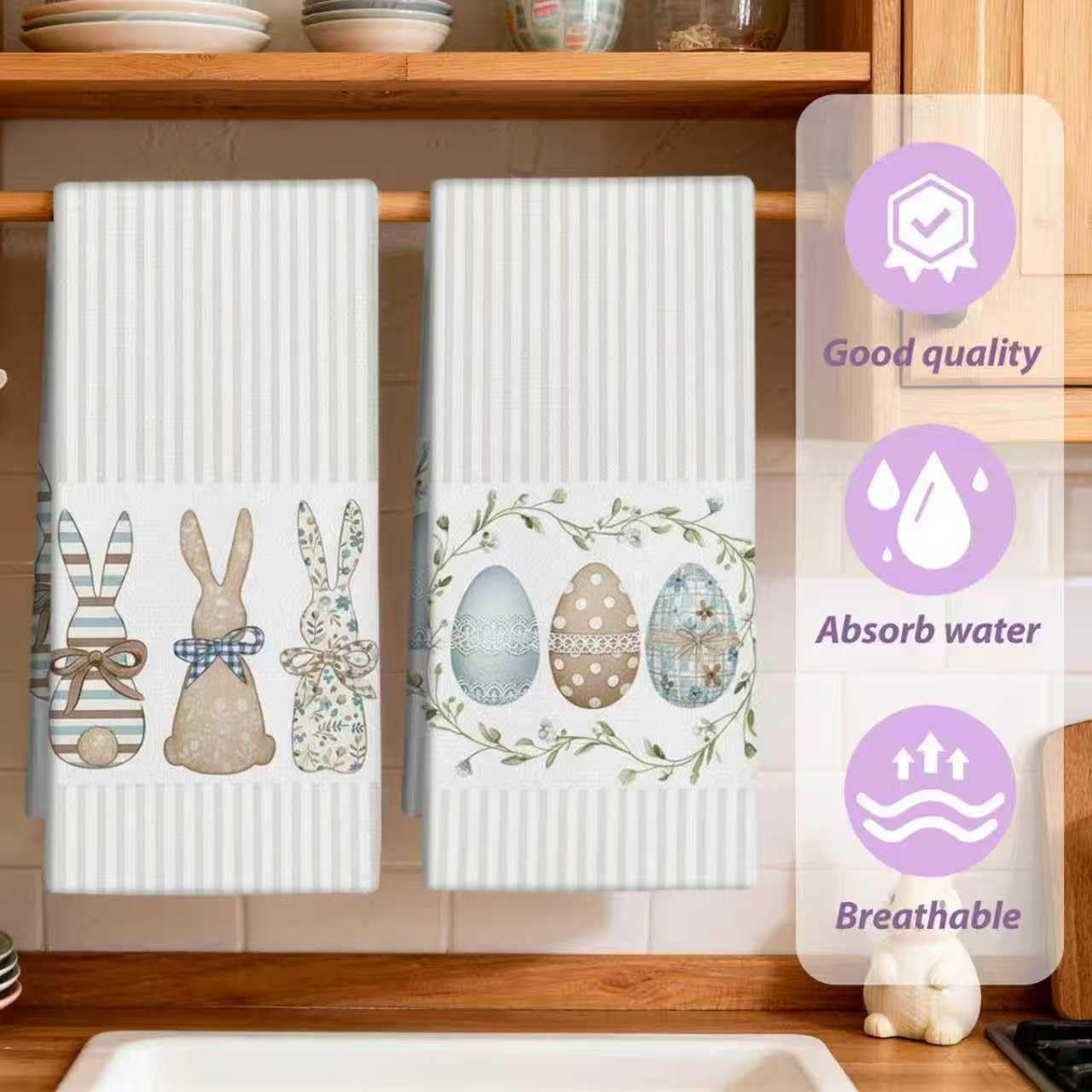 2 Pack Easter Kitchen Towels Dish Towels, 16 Inch X 26 Inch, Lint Free, Spring Decoration Hand Towels for Home 2