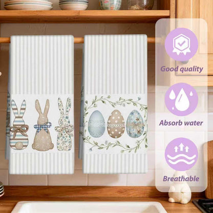 2 Pack Easter Kitchen Towels Dish Towels, 16 Inch X 26 Inch, Lint Free, Spring Decoration Hand Towels for Home 2