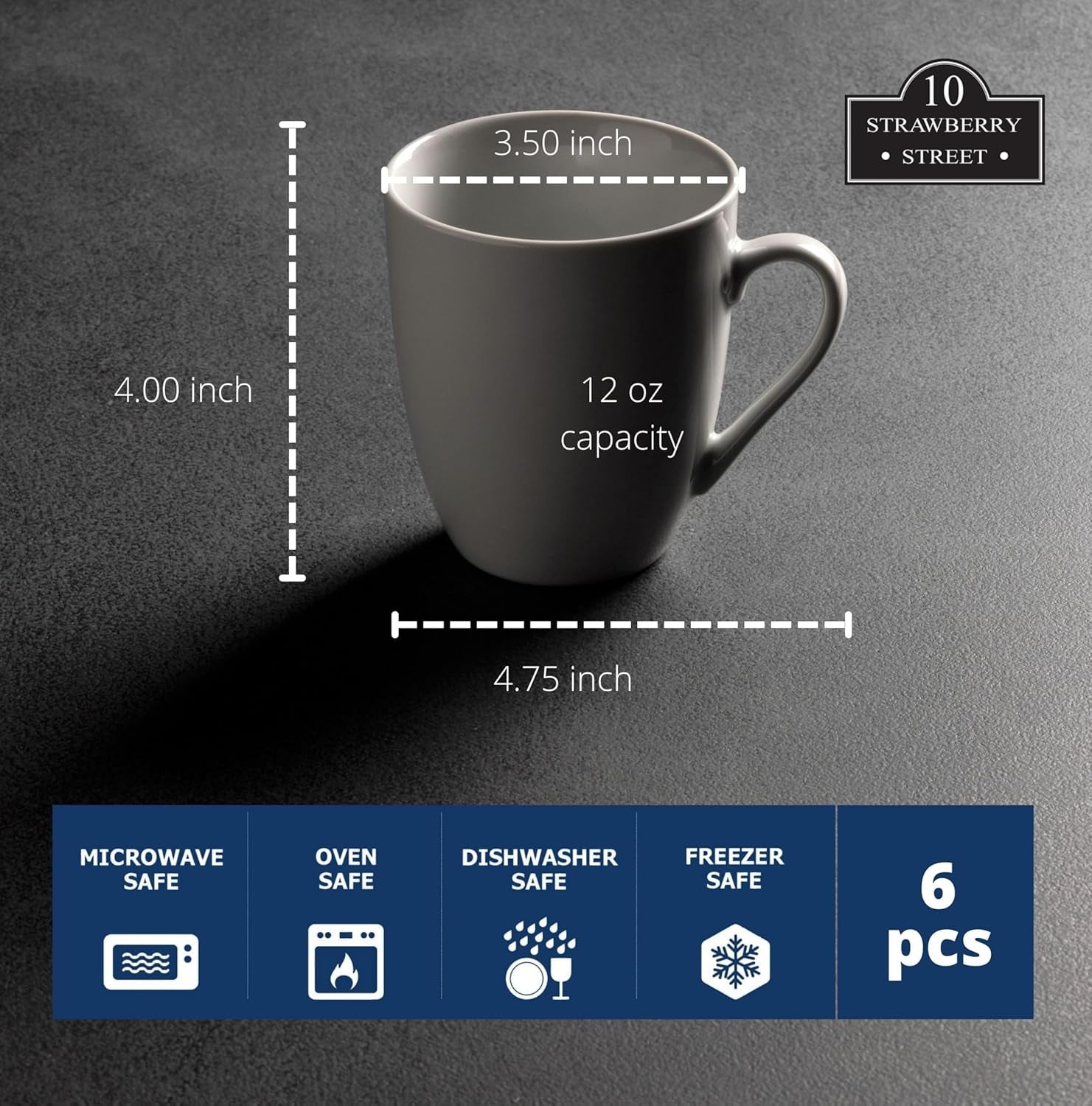 Simply White 12 Oz Mug, Set of 6