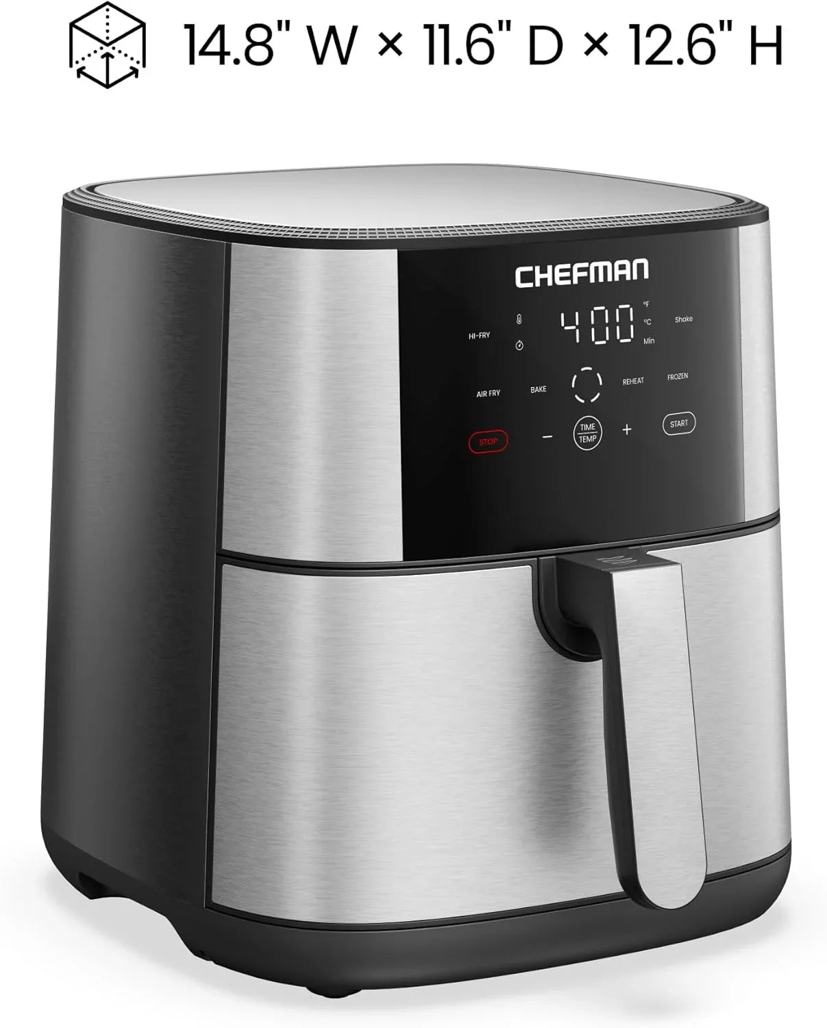 Air Fryer 8 Qt | Turbofry® 4-In-1 with 450°F Hi-Fry Option for Crispier Results | Bake, Dehydrate, Frozen | XL Nonstick Dishwasher-Safe Basket | Stainless Steel