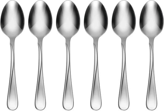 Silverware Set, Flight Everyday Flatware 6-Piece Teaspoons Set, Service for 6, Mirror Finish 18/0 Stainless Steel, Rust Resistant Dishwasher Safe, Home & Kitchen Utensils (Silver 6 Pieces)