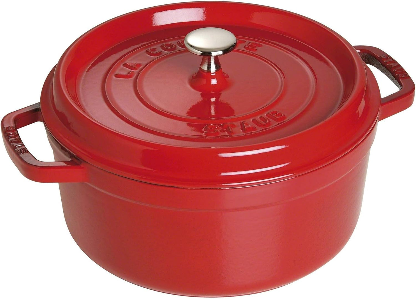 Cast Iron Dutch Oven 4-Qt round Cocotte, Made in France, Serves 3-4, Cherry
