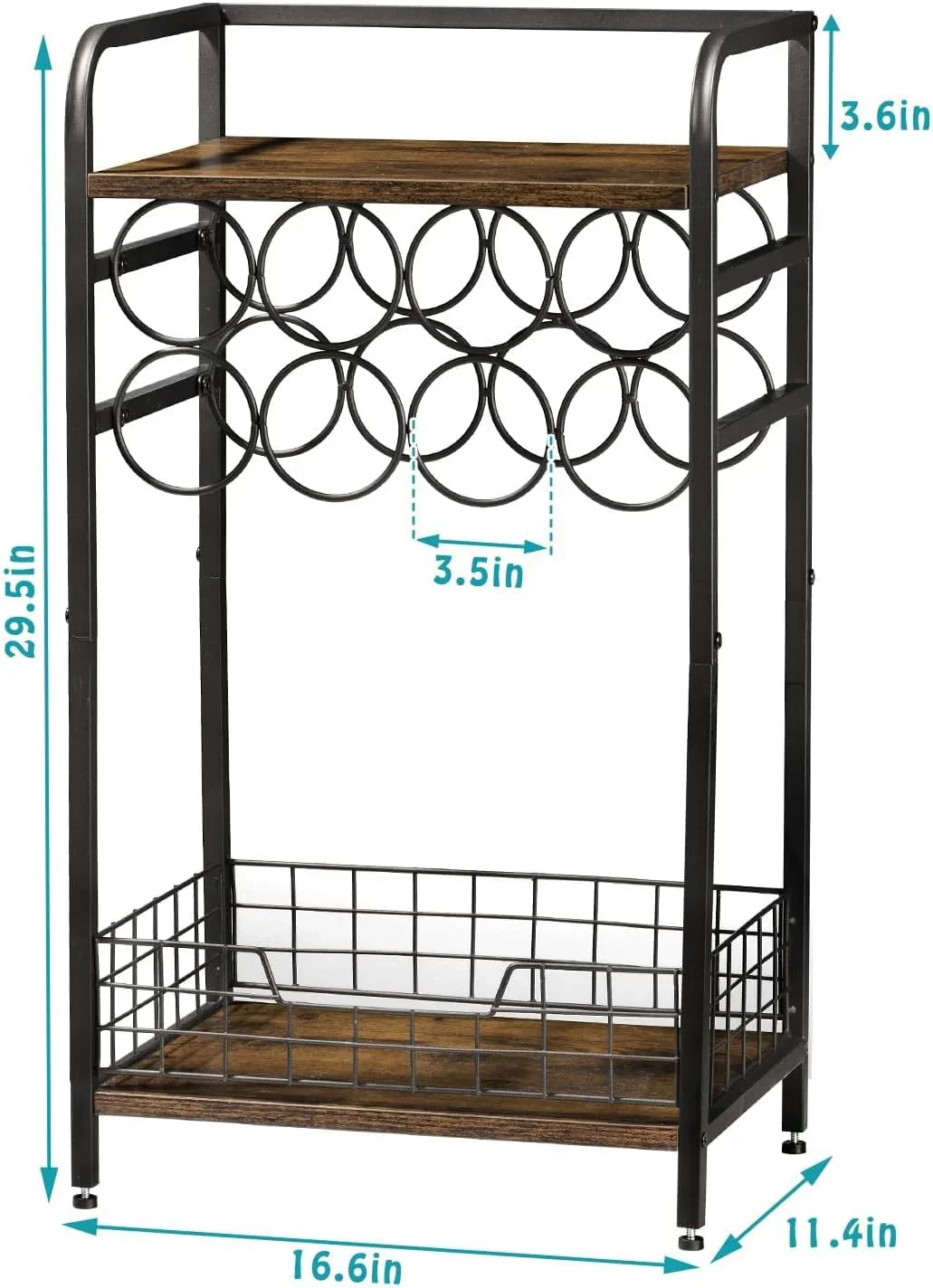 3-Tier Wine Bar Table: Small Liquor Bottle Holder with 8-Bottle Wine Rack Mini Wine Bar Cabinet Corner Whiskey Display Shelf Floor Liquor Storage Bar for Home Living Room