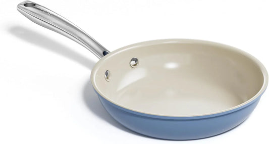 Ceramic Non Stick Egg Pans, Nonstick Frying Pan Skillet, 8 Inch Cooking Pan Non Toxic with Stay Cool Handle for Induction, PTFE & PFAS & PFOA Free, Dishwasher/Oven Safe (Blue)