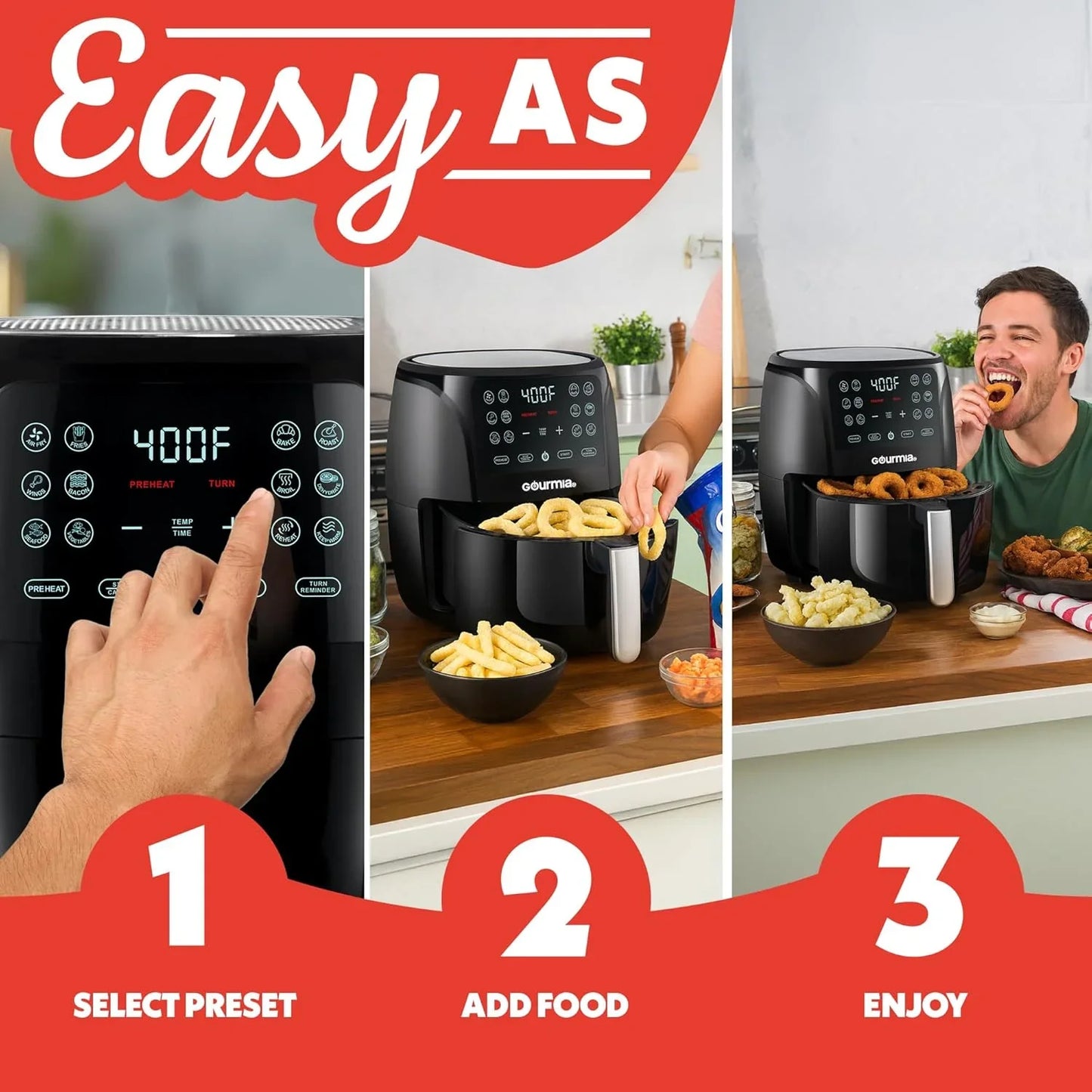 Air Fryer - 6 Qt Large Capacity, Fryforce 360º, Digital Display with 12 Presets, Roast, Bake, Broil, Dehydrate, Dishwasher Safe Accessories, Black