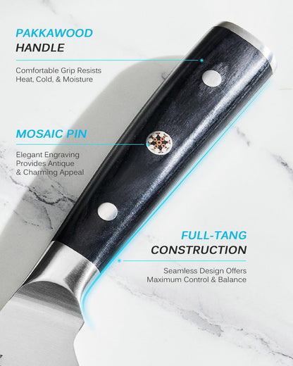 6.5" Boning Knife for Meat Cutting, Samurai Series Filet Knife with Pakkawood Handle, Japanese Style High Carbon Steel, Full Tang Kitchen Knife for Lamb Chop Pork Shoulder with Sheath and Case