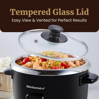 ERC006SS 6-Cup Electric Rice Cooker with Stainless Steel Inner Pot, Makes Soups, Stews, Porridges, Grains and Cereals, 6 Cup (3 Cups Uncooked), Black