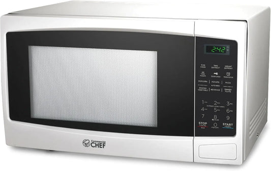 1.1 Cu. Ft. Countertop Microwave Oven, Touch Controls with Digital LED Display, 1000W Small Microwave with 12.4” Turntable Plate, Push Button Door, 10 Power Levels, CHM11MW, White