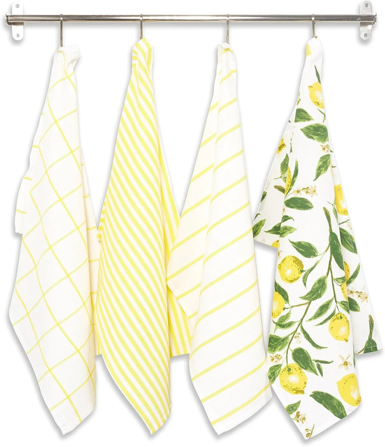 Pantry Lemons All over Kitchen Dish Towel Set of 4, Cotton, 18 X 28-Inch
