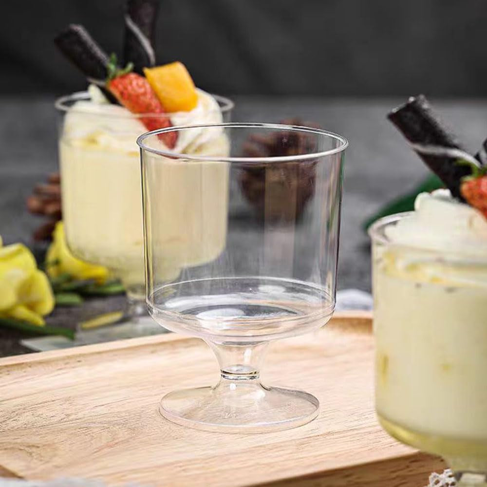 120 Pcs Dessert Cups with Spoons 60 Pcs 5 OZ Mini Clear Plastic Dessert Parfait Cup 60 Pc Spoons for Party Small round Serving Goblet Wine Shot Disposable Fruit Ice Cream Mousse Pudding Appetizer Bowl