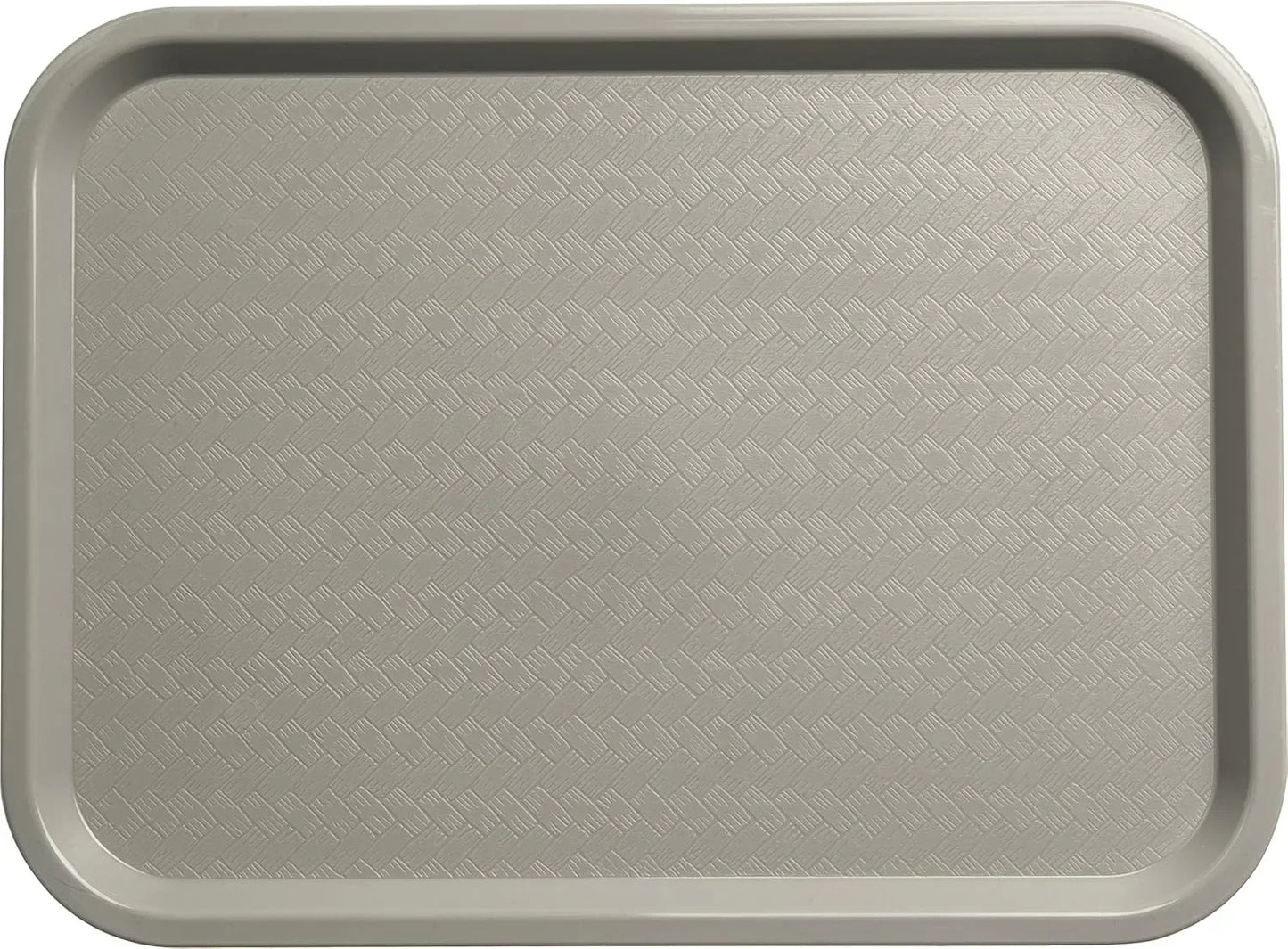 Gray textured serving tray with woven pattern for kitchen organization and dining