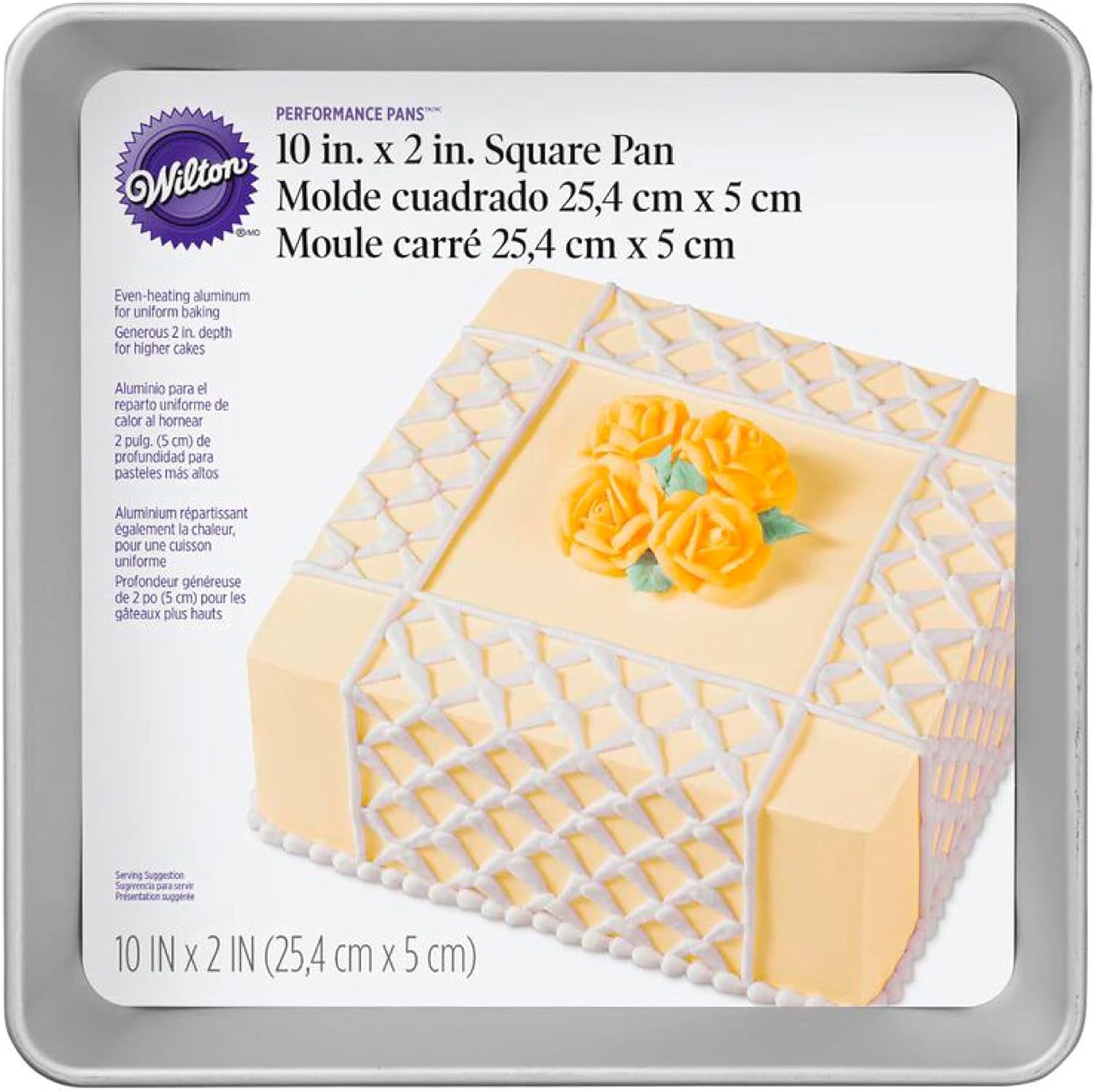 Performance Pans Aluminum Square Brownie and Cake Pan, 12 X 12 Inches, Silver