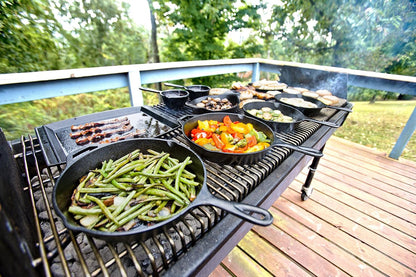 5 Quart Pre-Seasoned Cast Iron Deep Skillet - Signature Teardrop Handle & Assist Handle - Use in the Oven, on the Stove or Grill, or over a Campfire - Black