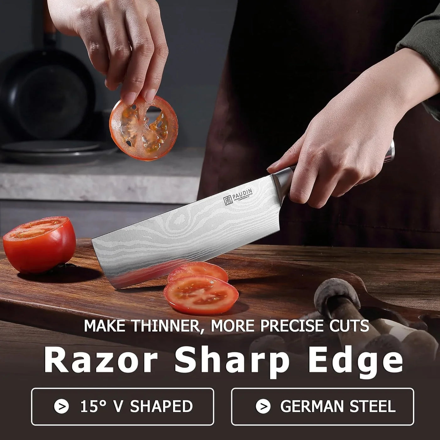 Nakiri Knife - 7" Razor Sharp Meat Cleaver and Vegetable Kitchen Knife, High Carbon Stainless Steel, Multipurpose Asian Chef Knife for Home and Kitchen with Ergonomic Handle