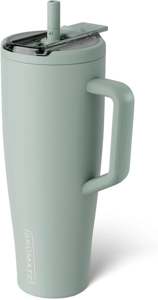 Era Flip 40Oz Tumbler with 100% Leakproof Covered Straw Lid | Hygienic Covered Straw | Insulated Stainless Steel Water Bottle with Handle | Cup Holder Friendly | Bpa-Free (Sage)