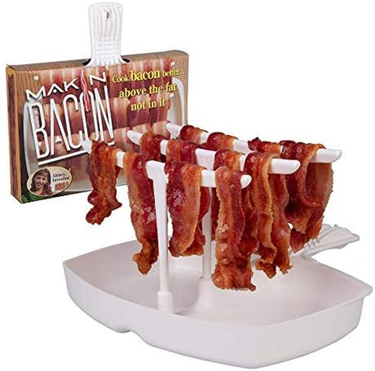 The Original  Microwave Bacon Dish - Makes Crispy Bacon in Minutes - Simple, Quick, and Easy to Use - Reduces Fat Content for a Healthier Meal - Molded in the USA