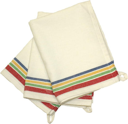 18-Inch by 28-Inch Package of 3 Vintage Dish Towels,Cotton, Multi Striped, Multistripe