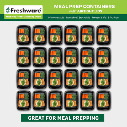 Meal Prep Containers [50 Pack] 1 Compartment with Lids, Food Storage Containers, Bento Box, BPA Free, Stackable, Microwave/Dishwasher/Freezer Safe (24 Oz)