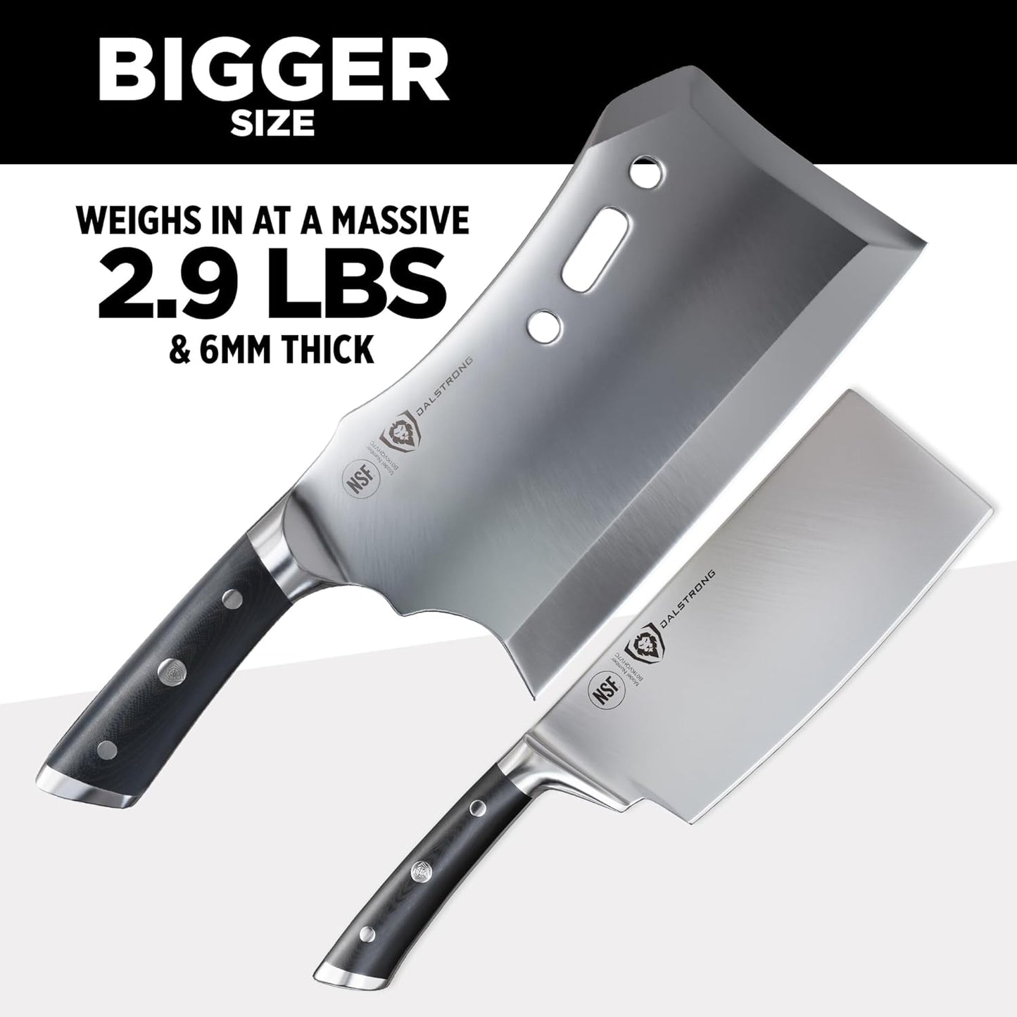 Obliterator Meat Cleaver Knife 9 Inch - Wood Stand & Sheath - 3Lbs 6Mm Thick Butcher Knife - 7CR17MOV Carbon Steel - Gladiator Series R - Heavy Duty Chopping Knife - G10 Handle Chef'S Knife